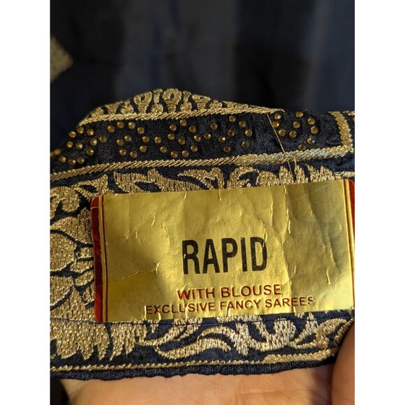 Blue & Gold Saree By Rapid - Picture 3 of 3